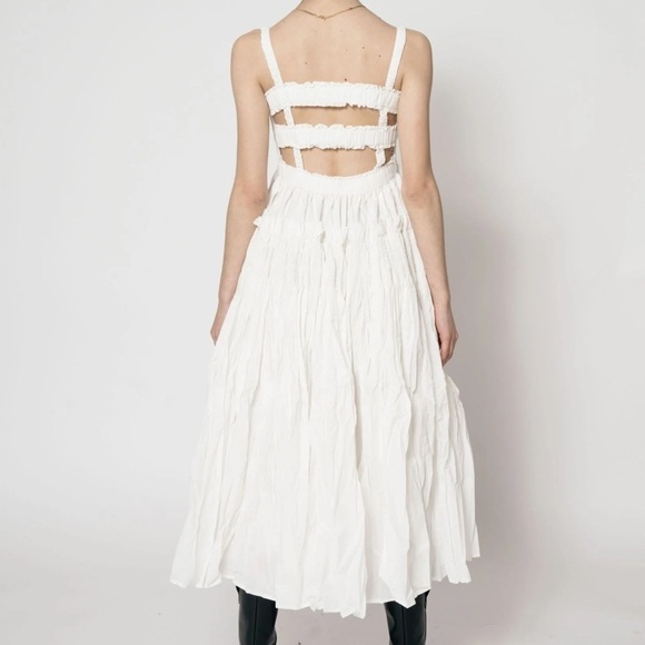 ASOS Design White Tiered Smocked Midi Dress Size 4 - Picture 4 of 7